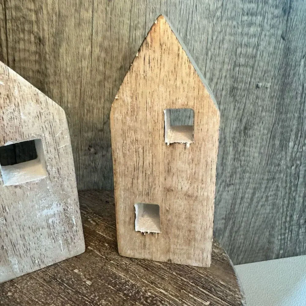 Rustic Neutral Home Decor Mango Wood Houses NEW FAST SHIP